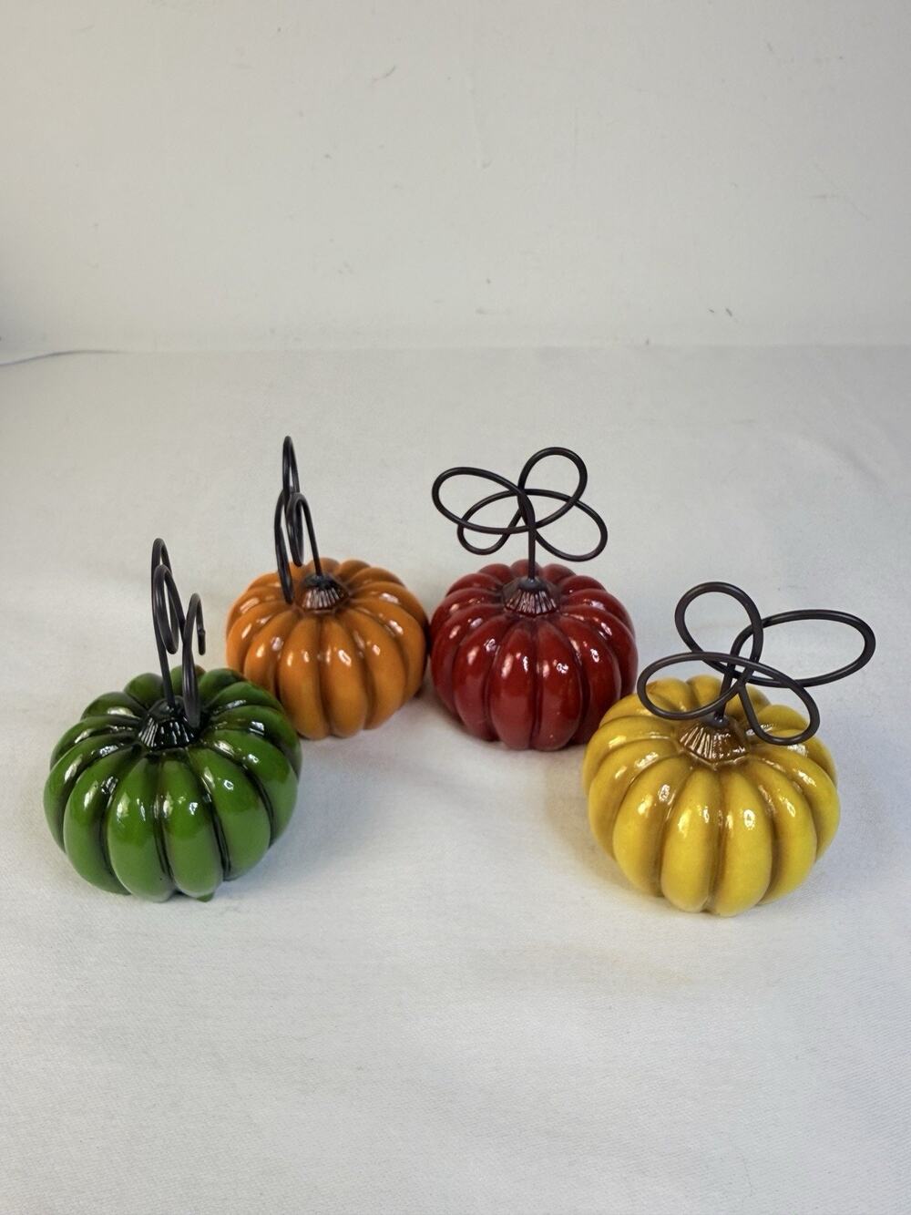 Cobble Creek Pumpkin Card Holders Set Of 4 Fall Thanksgiving Table Place Holder